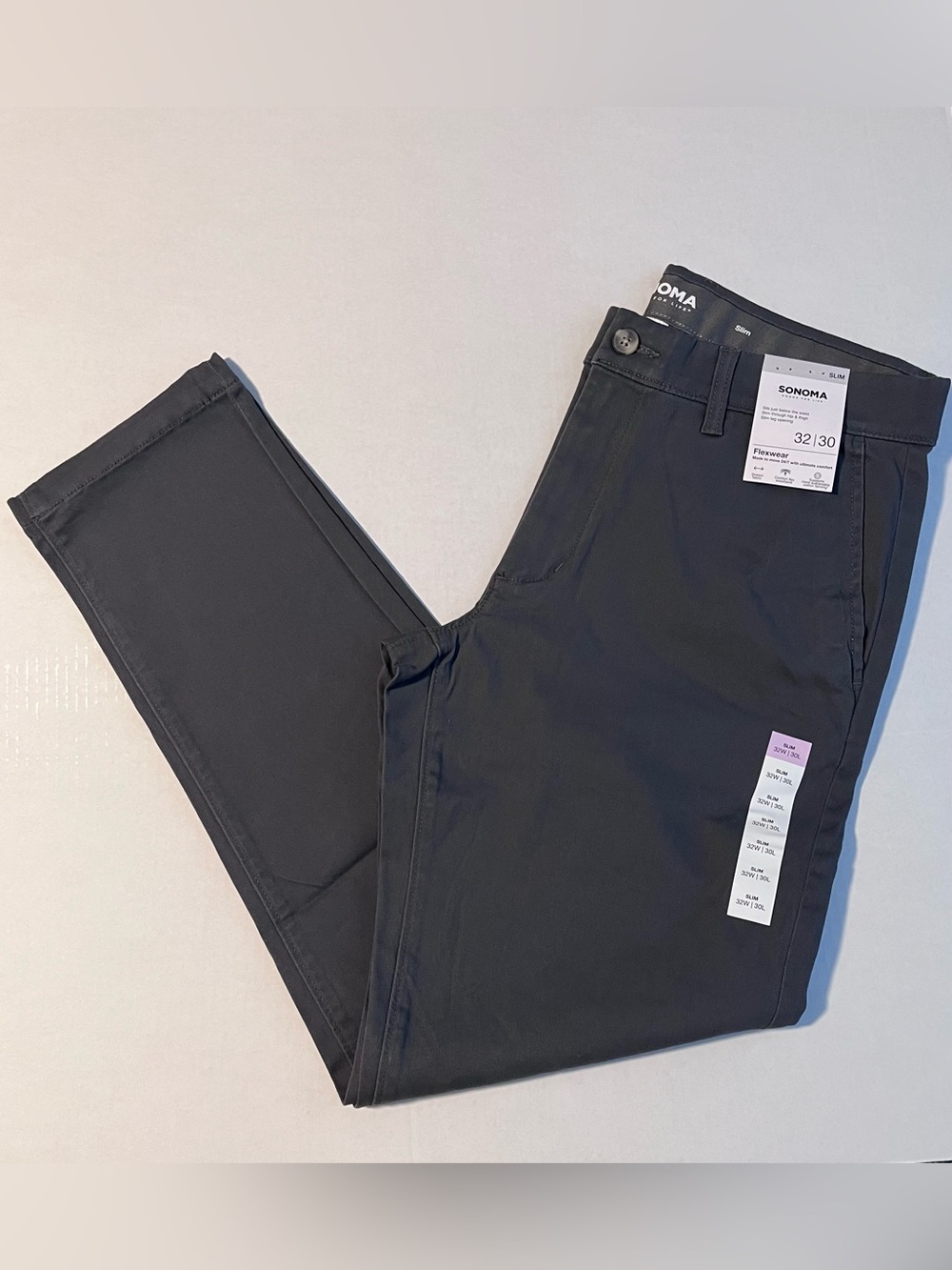 Sonoma Men's Dark Charcoal Slim Straight Chinos